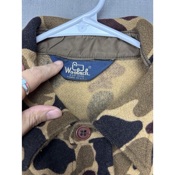 Vintage Woolrich Camoflauge Duck Camo Frog Skin 100% Wool Button Size L Made USA - Picture 4 of 11